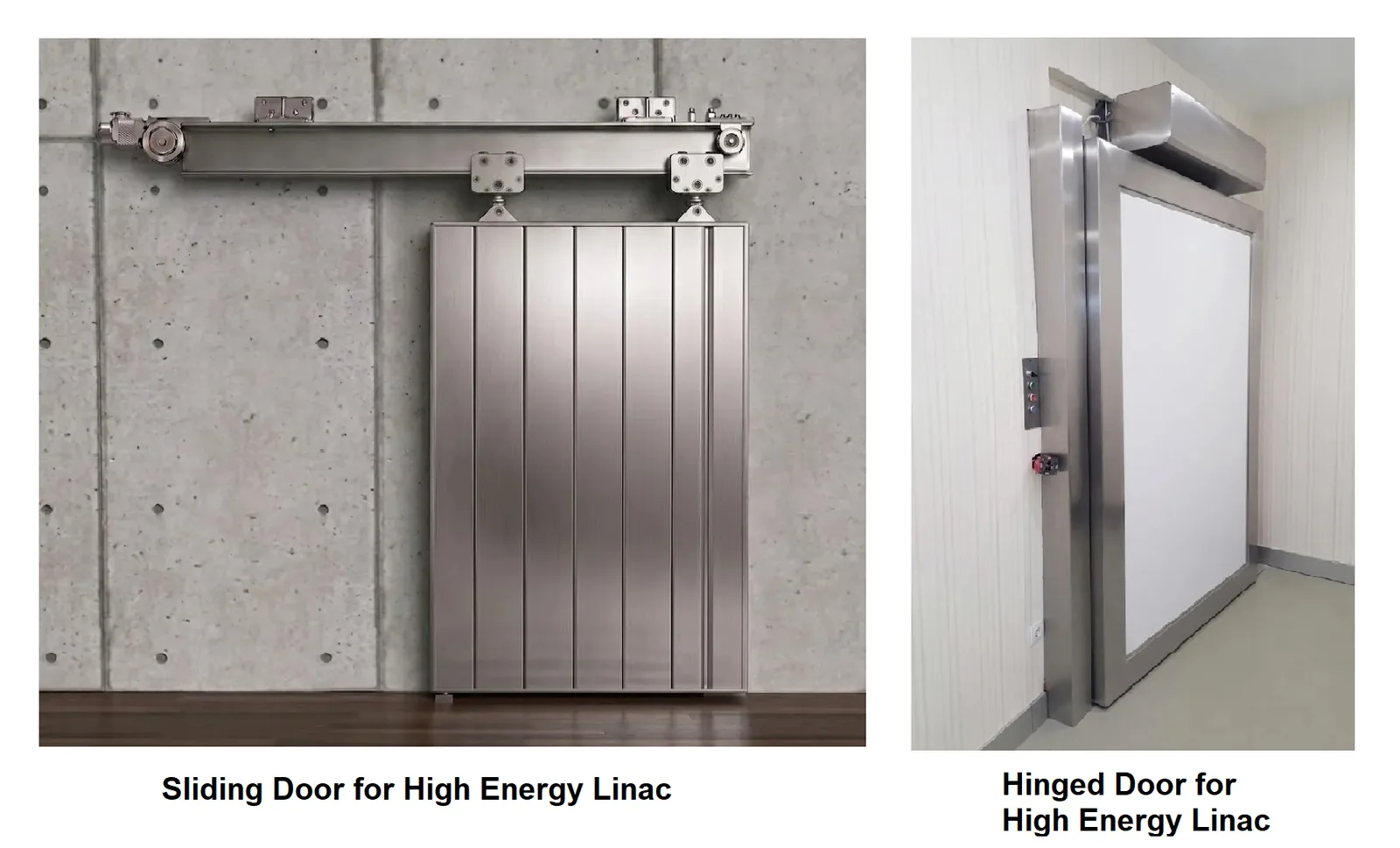 Sliding and hinged neutron shielded doors for high energy LINAC